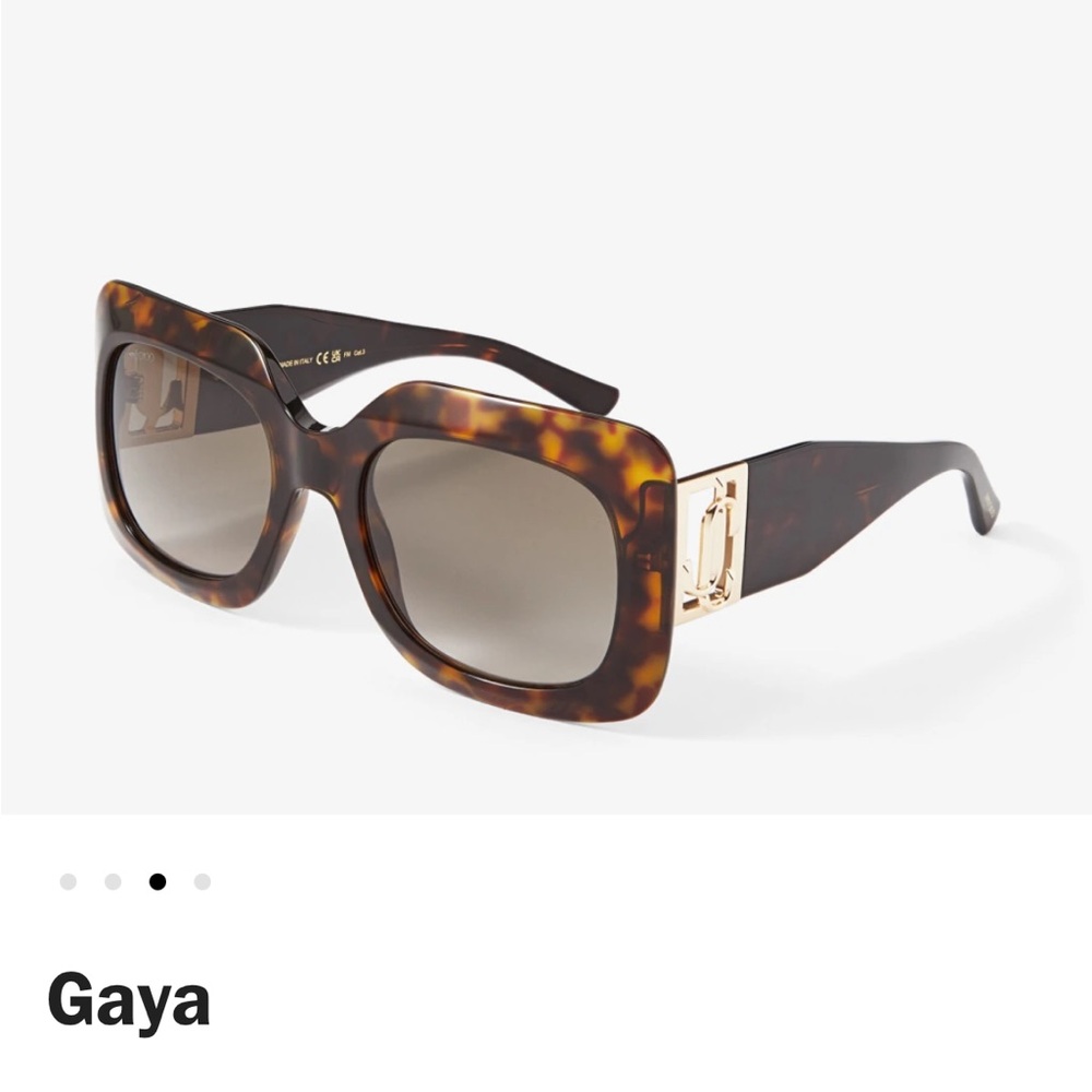 NWT Jimmy Choo Gaya Tortoise Sunglasses, Gold Hardware + Case